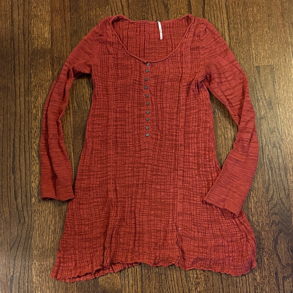 Free People Brick Red Long Sleeve tunic Top